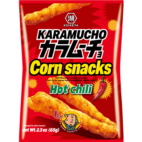 Koikeya Patatine Karamuchuo Corn Snacks Hot Chili - 65g