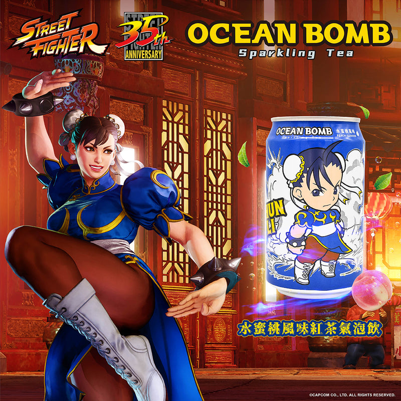 Ocean Bomb Street Fighter Chunli Tè rosso & Pesca - 330ml