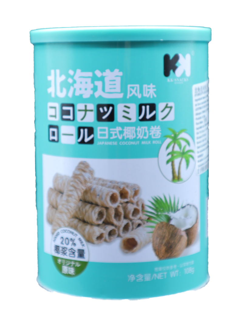 KK - Biscotto Rotolo Gusto latte di cocco giapponese Hokkaido - 108g - Snack Dojo